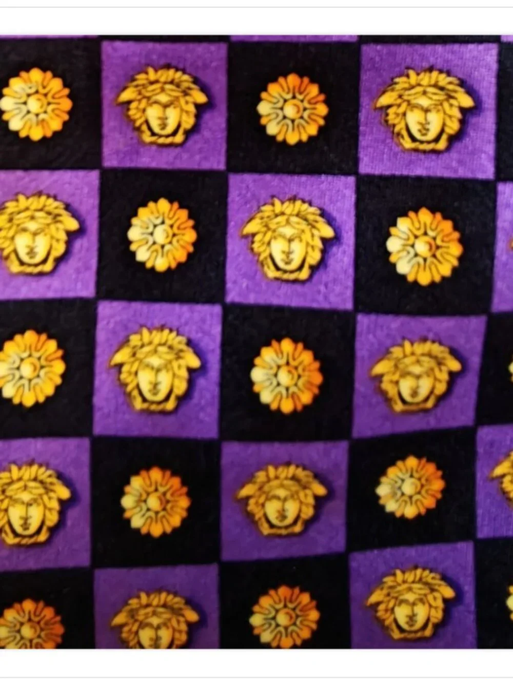 90s GIANNI VERSACE Barocco Acanthus/Medusa Logo Checkerboard Men's Silk Tie